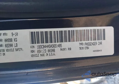 2010 Dodge Caliber Sxt z USA, uszkodzony, nr VIN 1B3CB4HA5AD651485